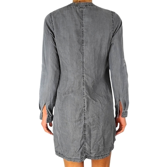 Prana Button-Up Midi Shirt Dress Long Sleeve Size Small Grey - Picture 4 of 6